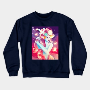 A mermaid with a celestial hairstyle Crewneck Sweatshirt